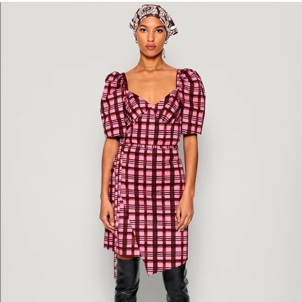 Baum Pfergarten Arvia Plaid Wrap Dress